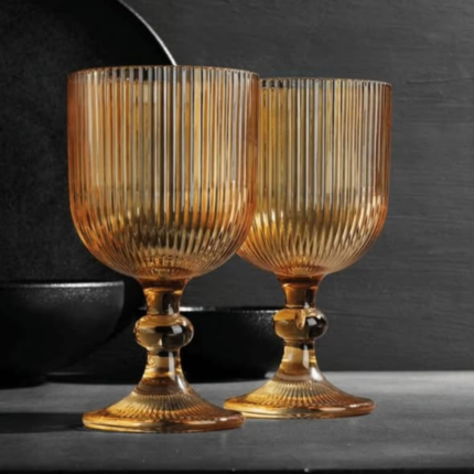 Ribbed Vintage Wine Glasses