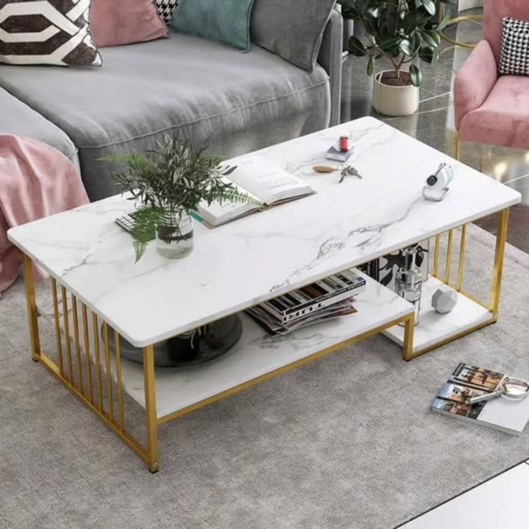Marble Effect Wooden Coffee Table