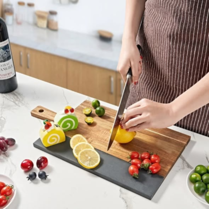 Rectangular Acacia Wood and Marble Cutting Board