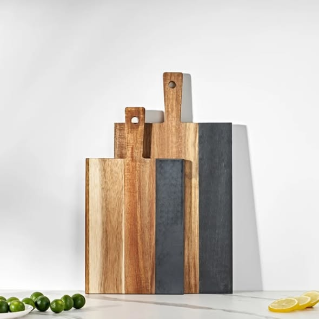 Rectangular Acacia Wood and Marble Cutting Board