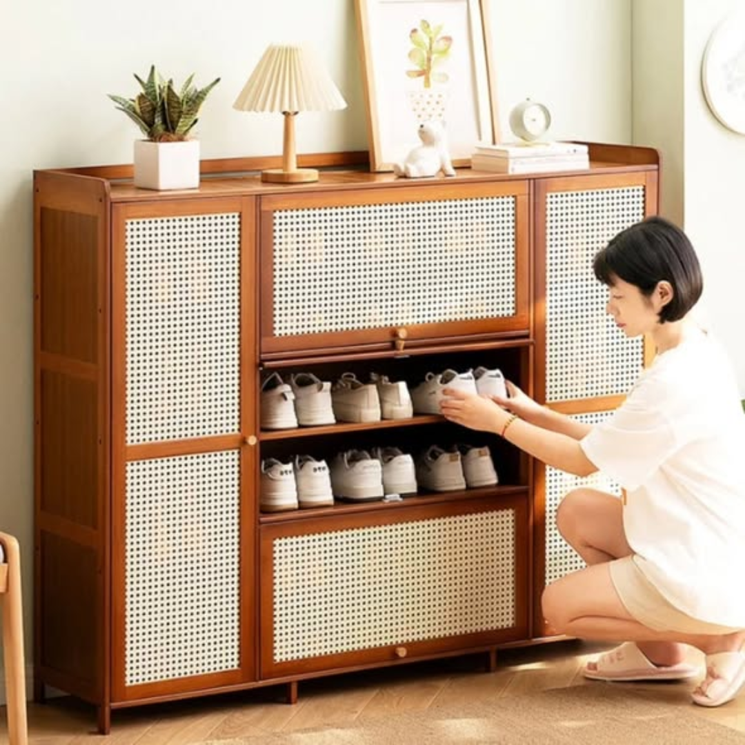 26 Pairs Wooden bamboo shoe cabinet