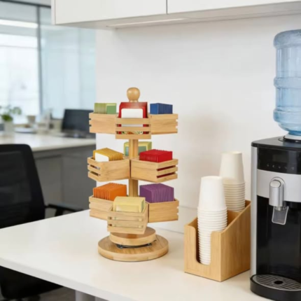 3 Tier Rotating Bamboo Tea Bag Organizer