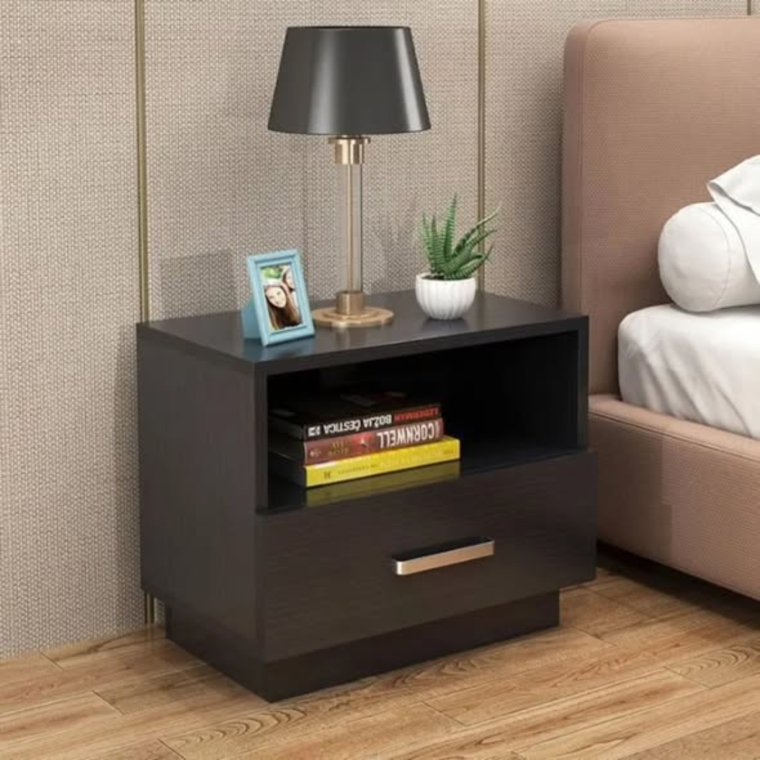 Minimalist wooden bedside table