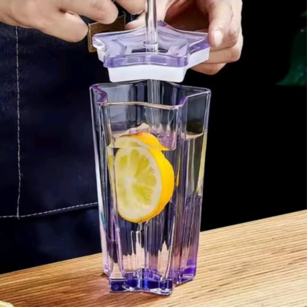 Heavy Duty Pentagonal Glass Tumbler with Straw
