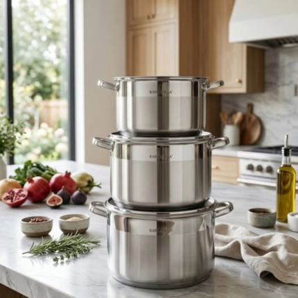 6-Piece Big Size Stainless Steel Pot Set