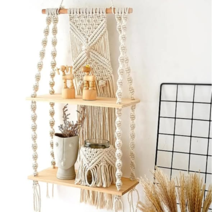 2 Tier Bohemian Wall Hanging Floating Shelves