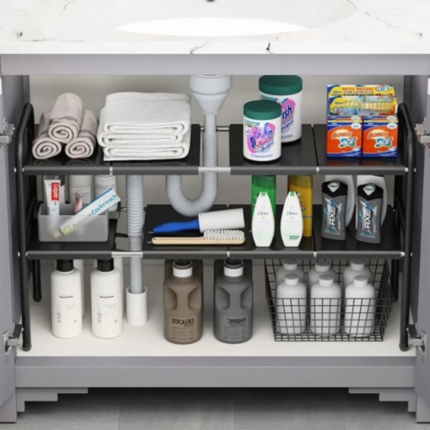 2-Layer Expandable Under-Sink Rack