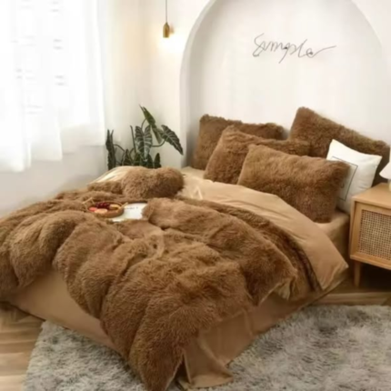 6pc Luxury designs Velvet plush Fluffy Duvet set