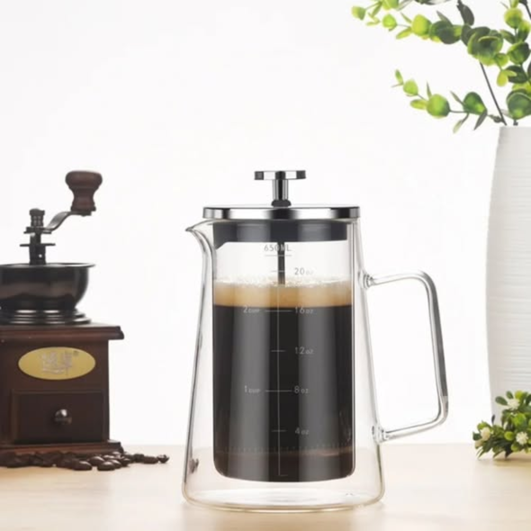 Double walled borosilicate French press coffee maker