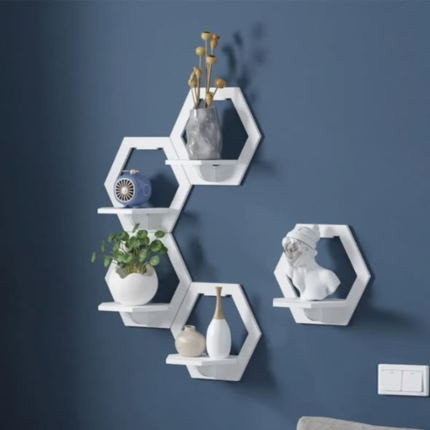 3Pc Hexagon Floating Shelves