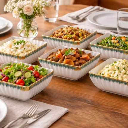 Porcelain Gold Detail Serving Bowl