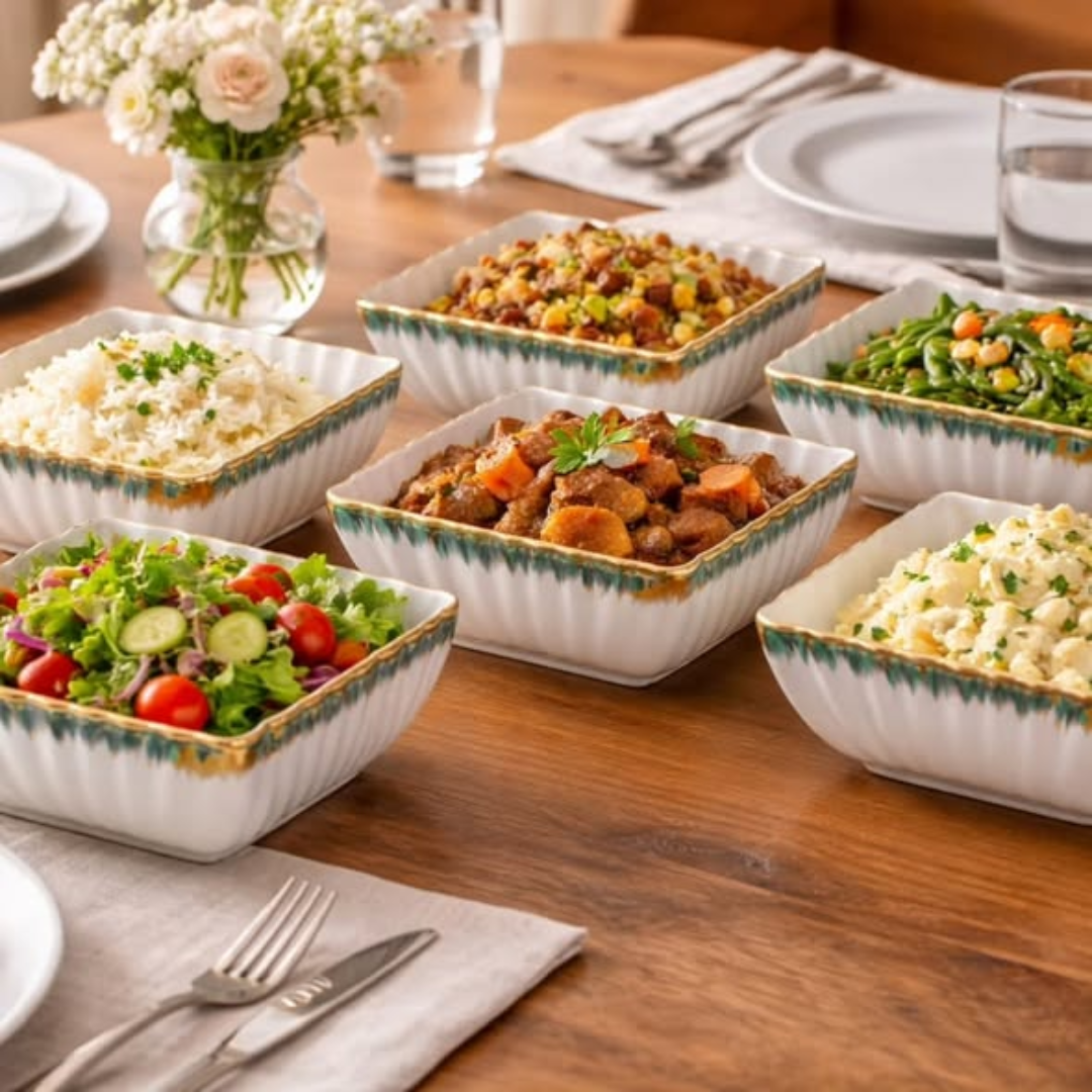 Porcelain Gold Detail Serving Bowl