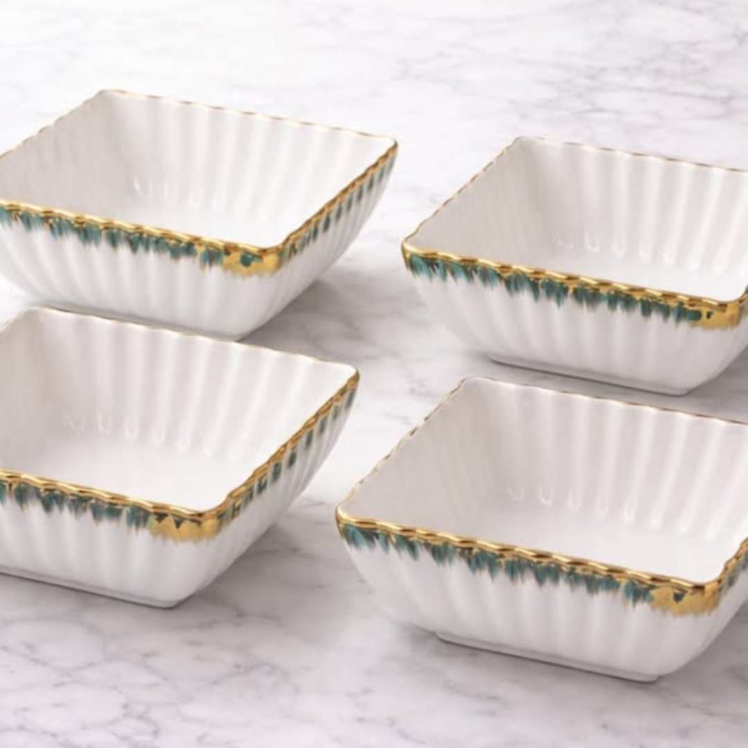 Porcelain Gold Detail Serving Bowl