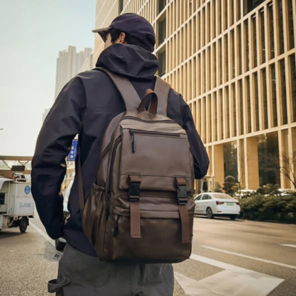 Pu Leather Laptop Backpack