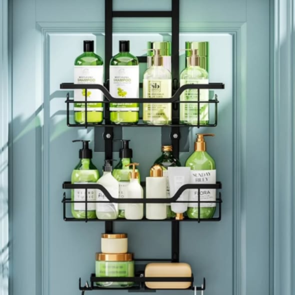 Drill-Free Bathroom Shelf Over Door Hanging Organizer