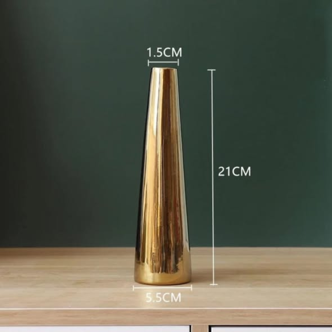 Plain small neck gold ceramic vase