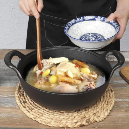 Pre-seasoned Pure Cast Iron Flat Bottom Wok