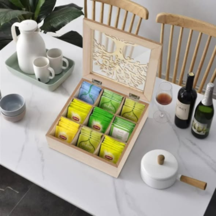 Handmade Family Tree Wooden Tea Organizer