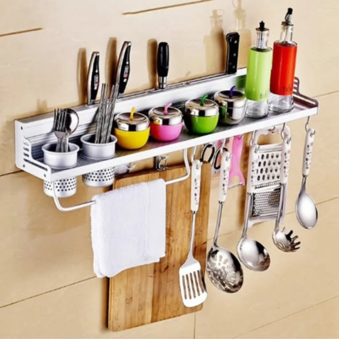 Space saving aluminium kitchen storage rack