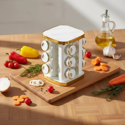 12 Pcs Rotatable Marble White Spice Rack