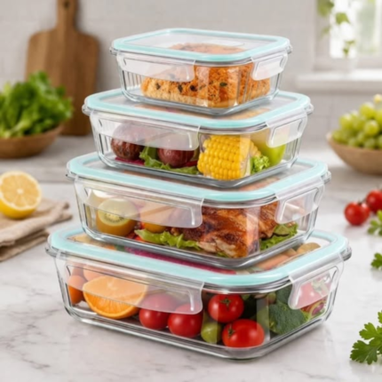 4 pcs glass food container set