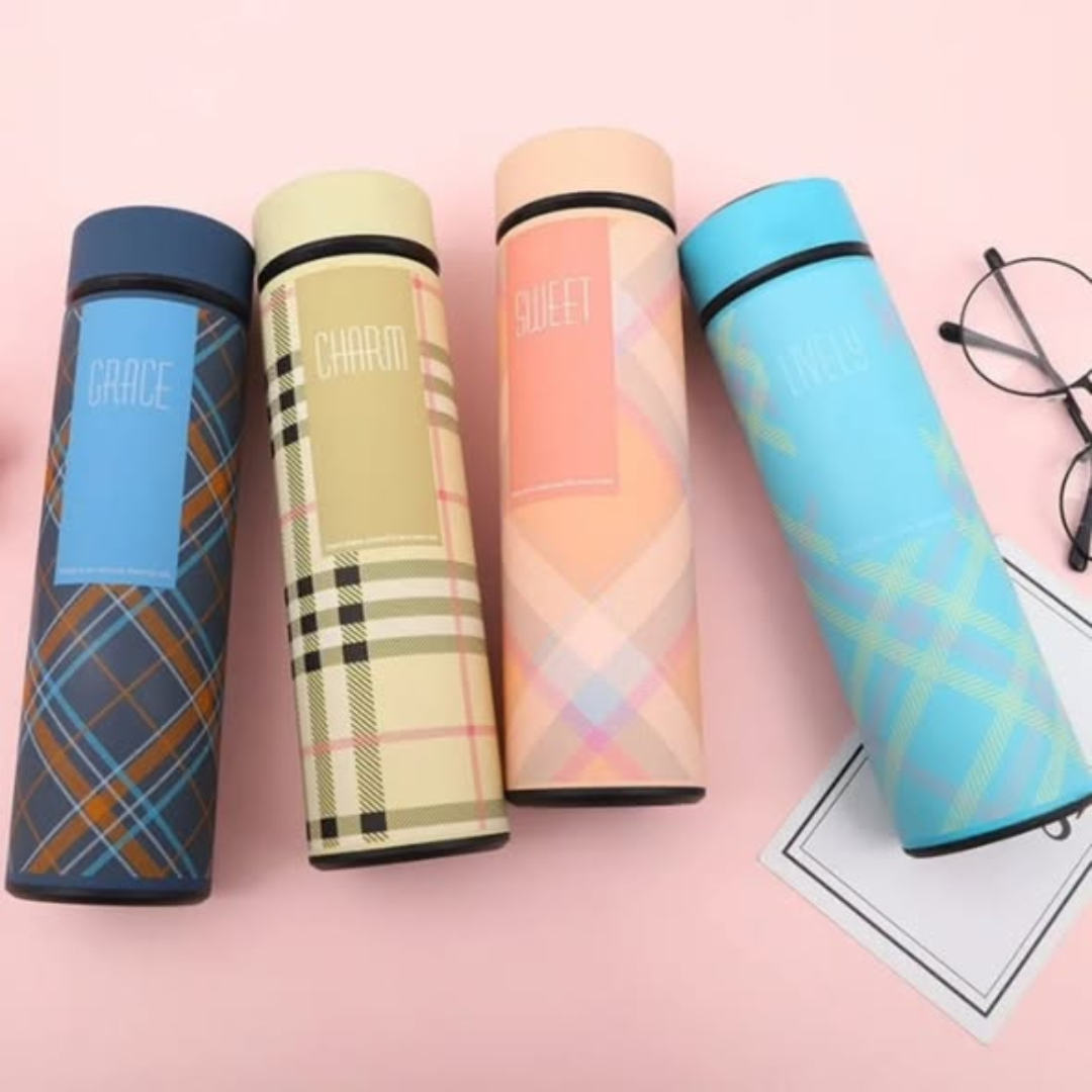 Double Wall Checked LED Vacuum Flask