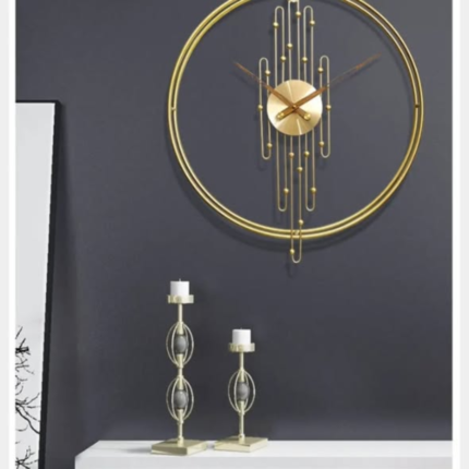 Vintage Double-Circle Gold Metal Wall Clock