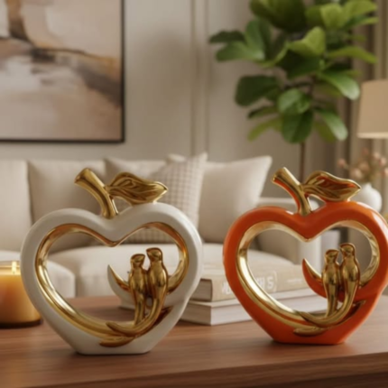 Ceramic hollow crafts Apple golden bird simulation