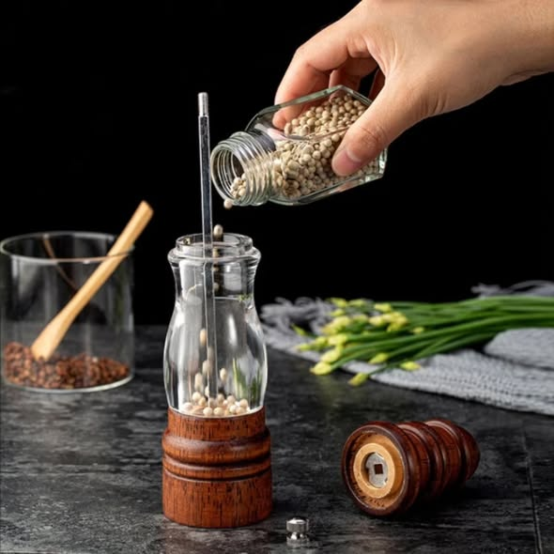 Pepper grinder with viewing window