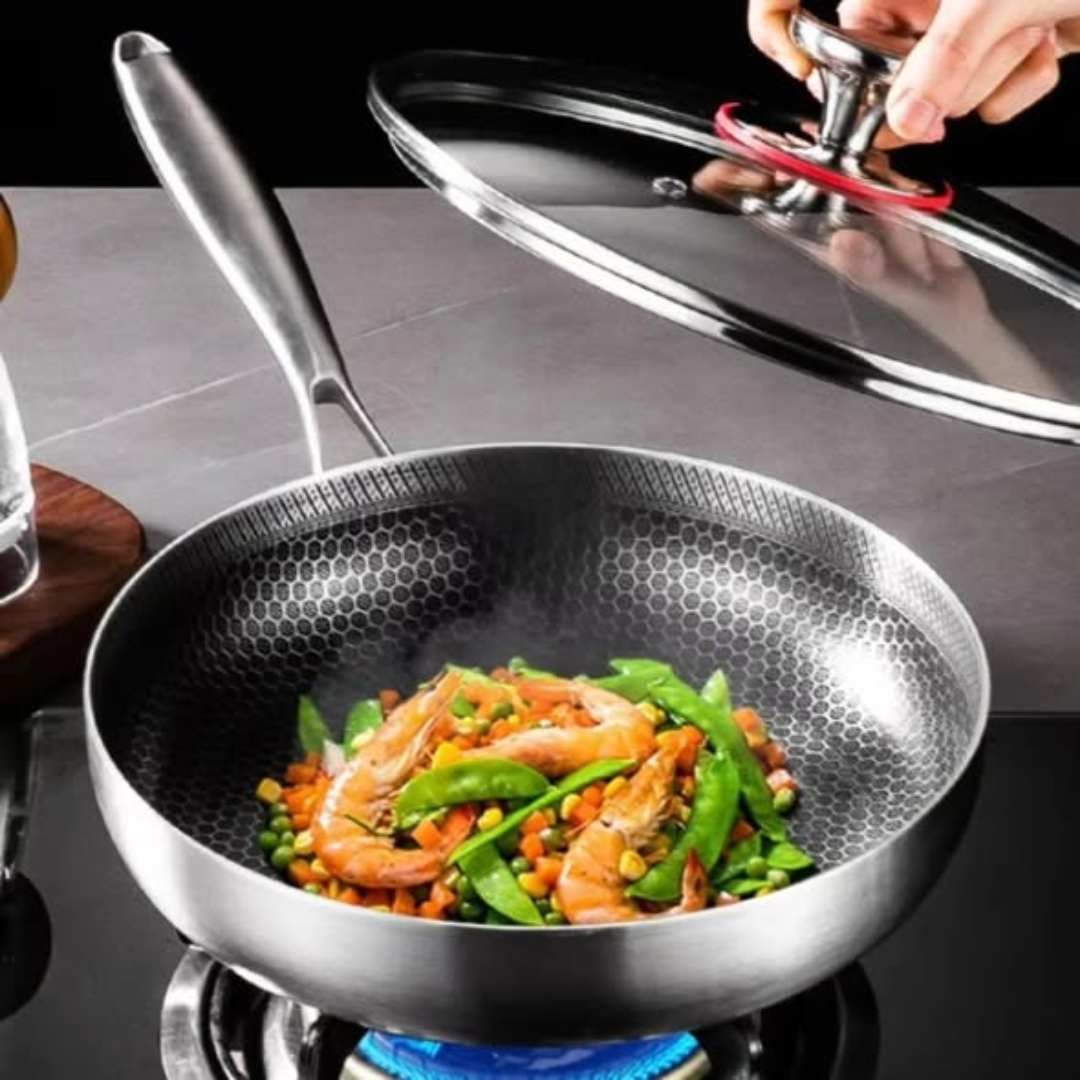 Non-Stick Honeycomb Stainless Steel Frying Pan