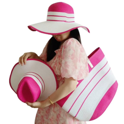 Summer Straw Woven Beach Bag and Hat