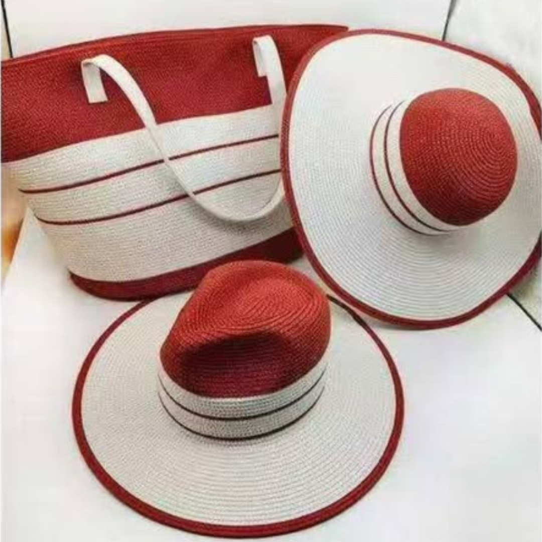 Summer Straw Woven Beach Bag and Hat