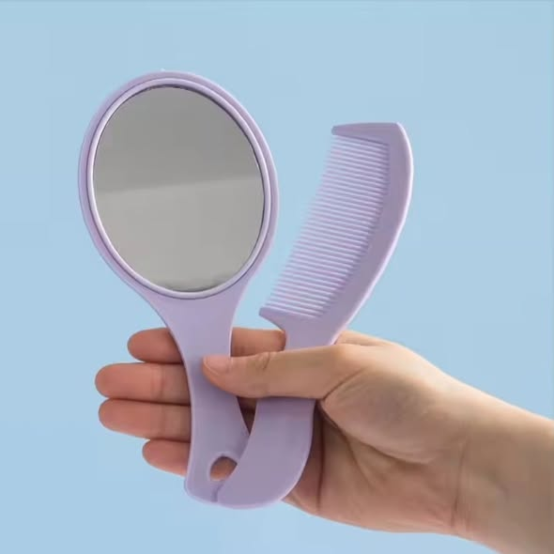 Hand mirror comb set