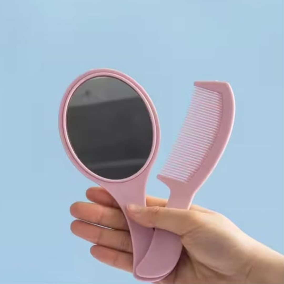 Hand mirror comb set