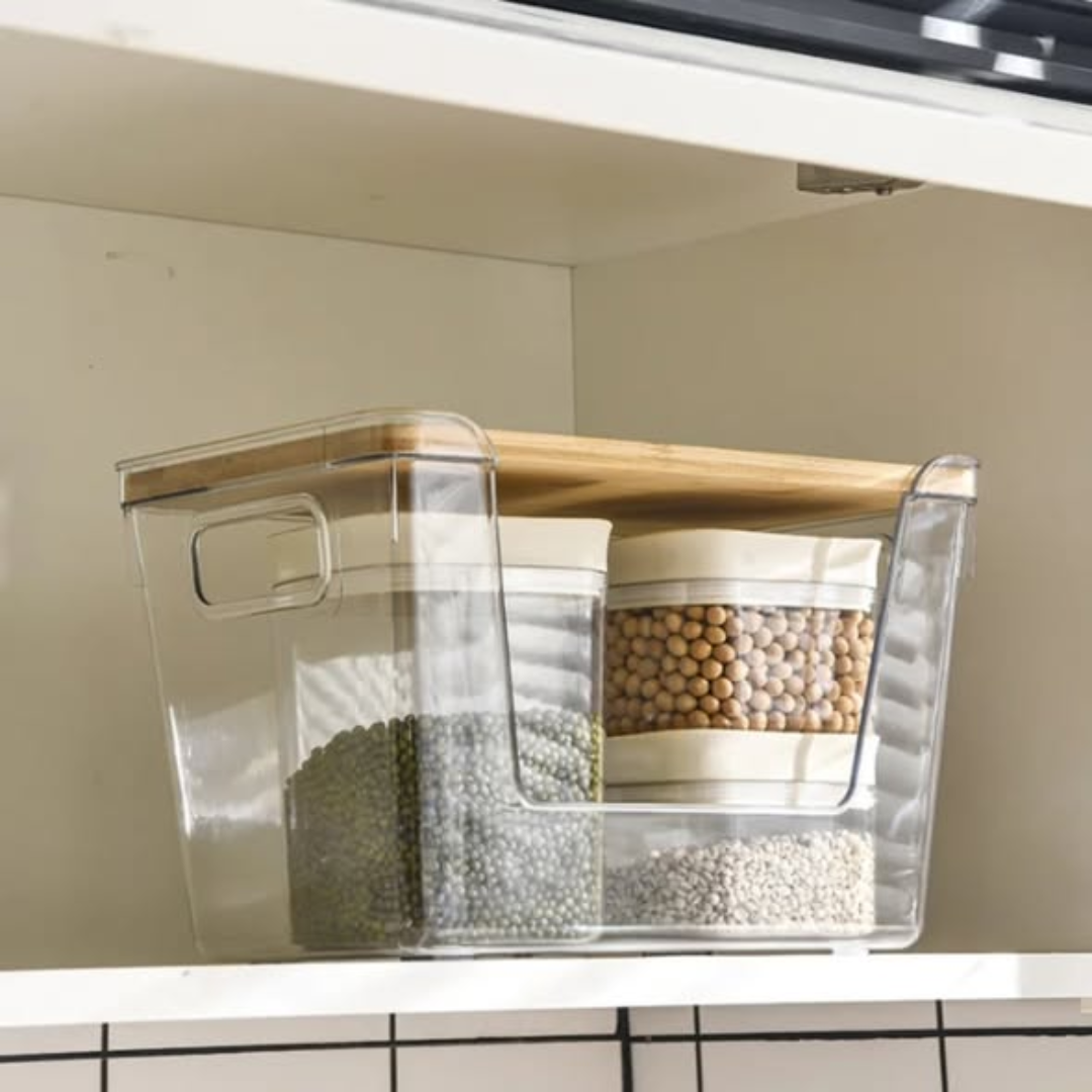 Acrylic Pantry Organizer with a Bamboo Lid