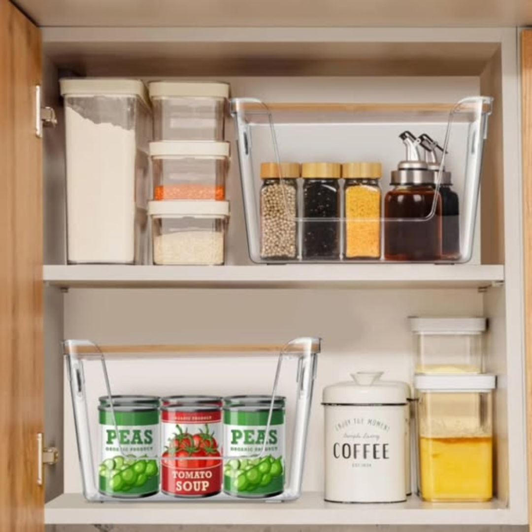 Acrylic Pantry Organizer with a Bamboo Lid