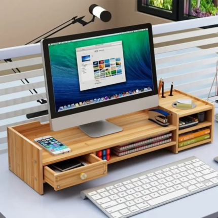 Desktop computer bamboo monitor stand riser