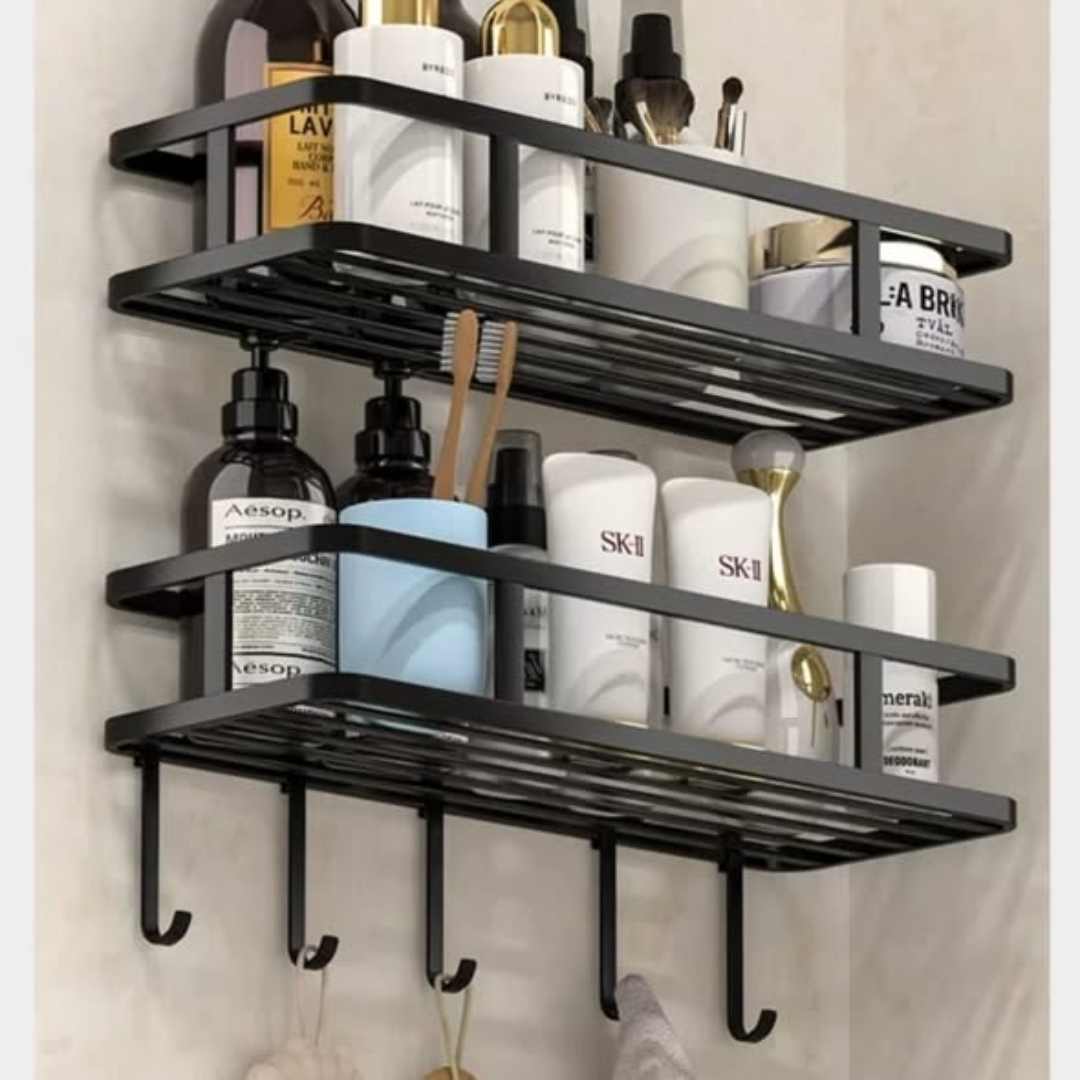 Punch-Free Wall Mounted Bathroom Rack set