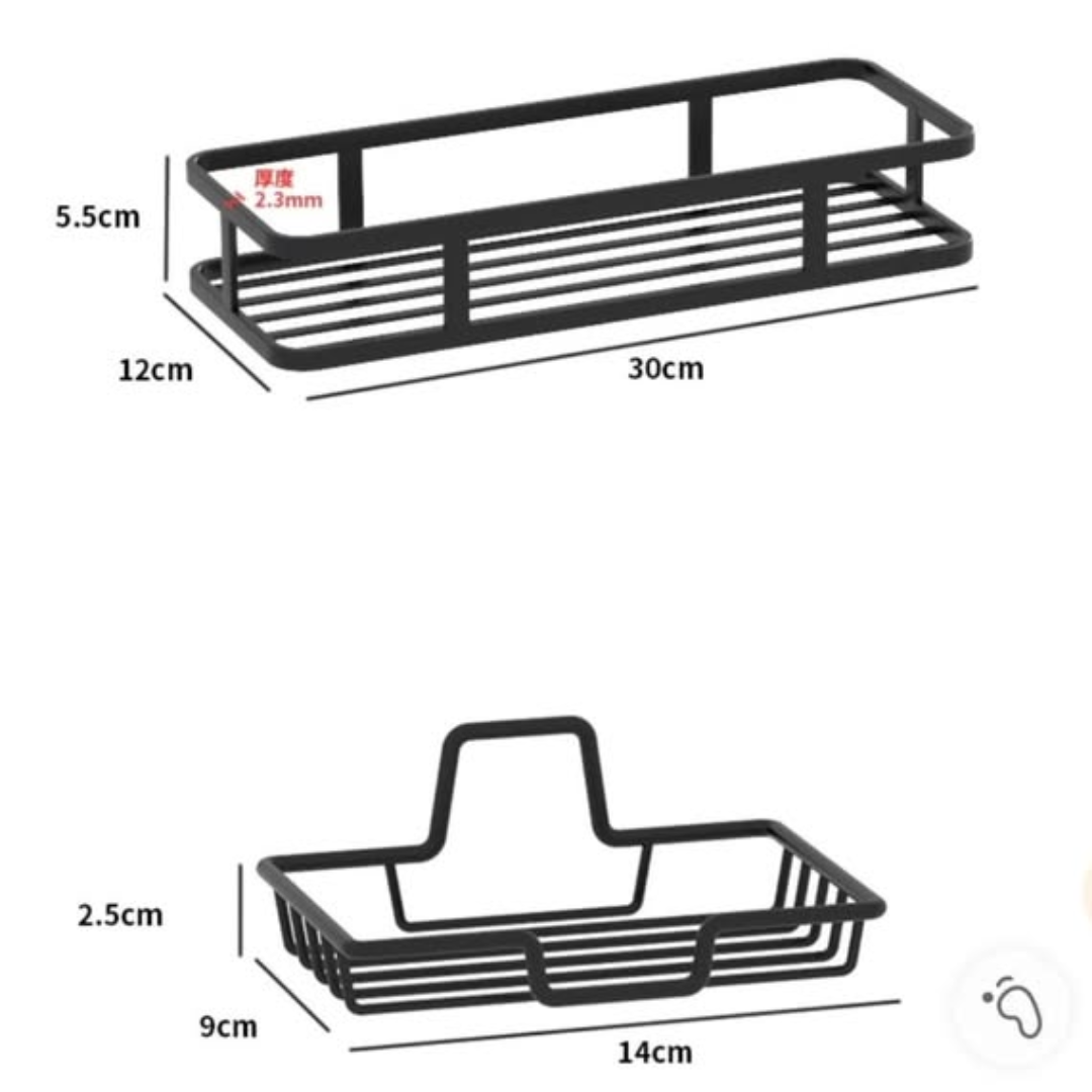 Punch-Free Wall Mounted Bathroom Rack set