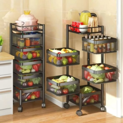 Square Fruit Rack with Wheels