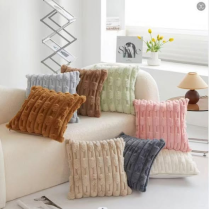 Ribbed Rabbit Fur Cushion