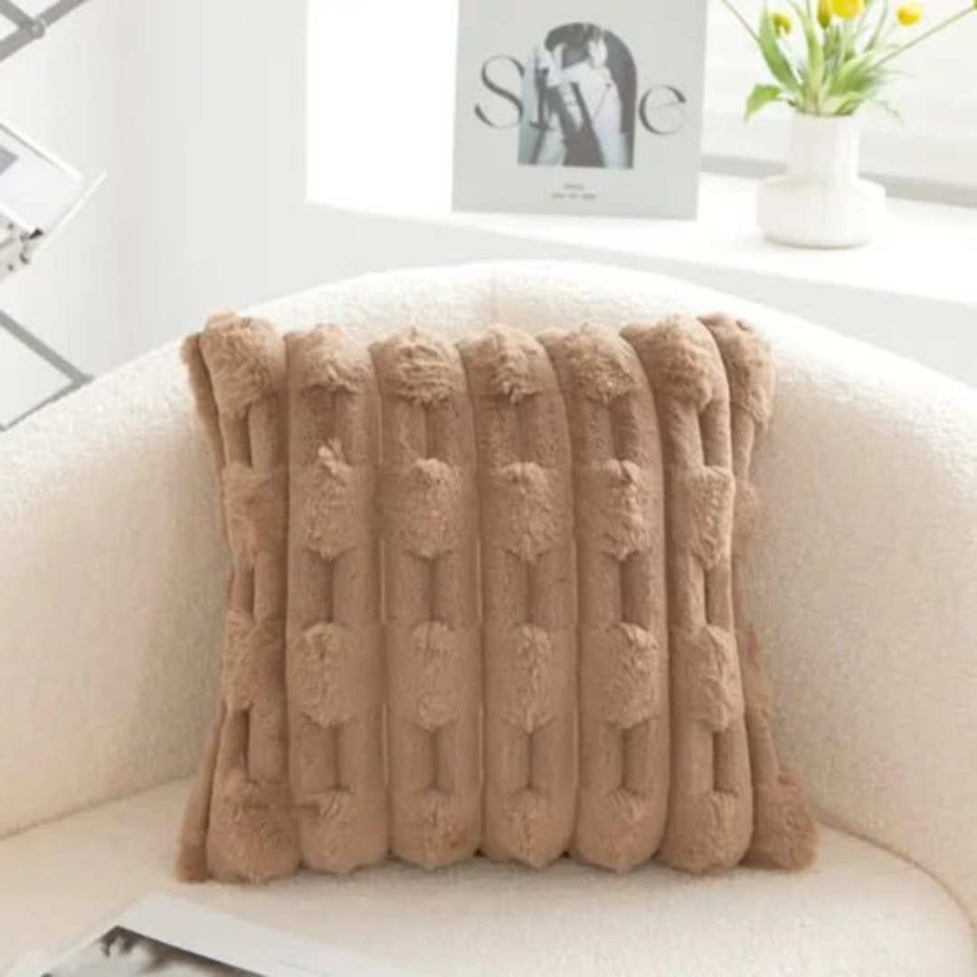 Ribbed Rabbit Fur Cushion
