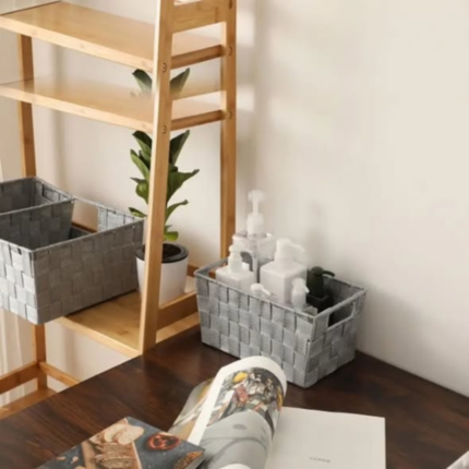 Hand-woven organizing baskets