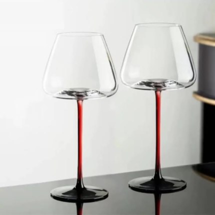 Red stem goblet wine glass