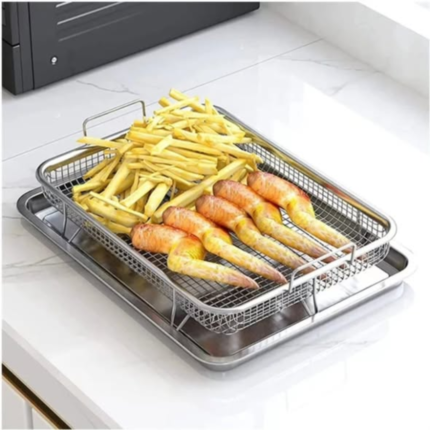 Heat resistant stainless steel French fries basket + tray