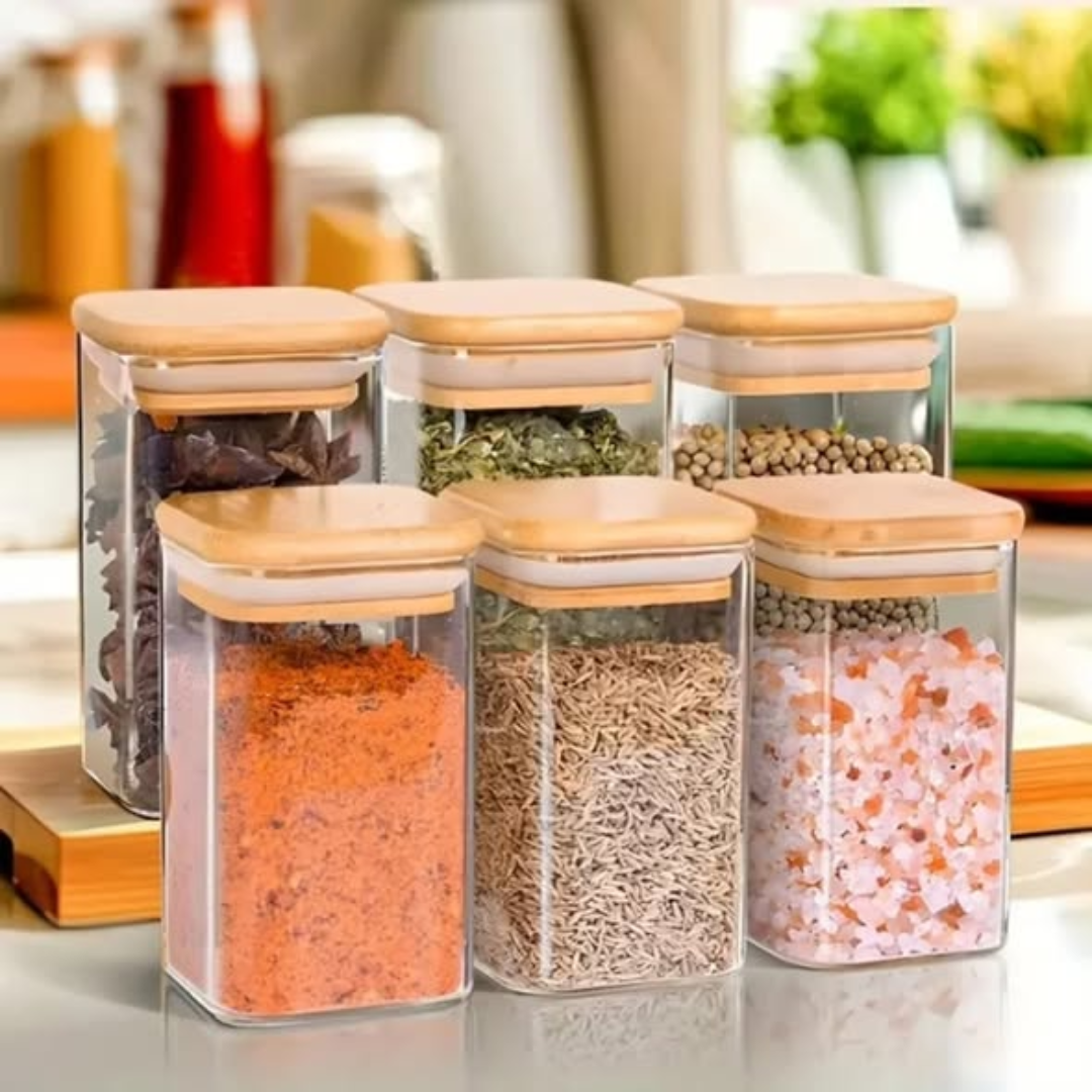 8pcs Squared Borosilicate Glass Jar set