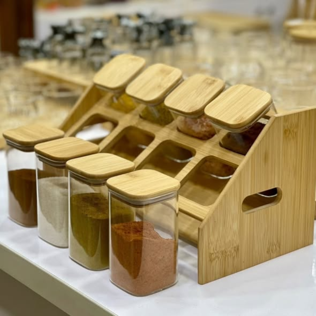 8pcs Squared Borosilicate Glass Jar set