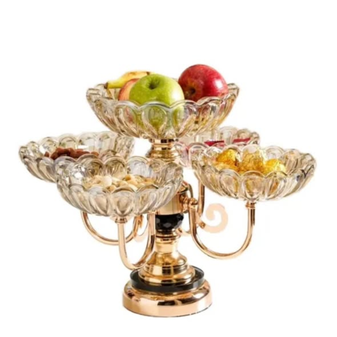 Crystal glass With metal stand fruit plate