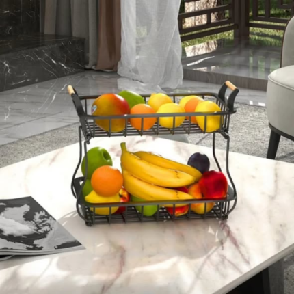 2 Tier Detachable Nordic Metallic Fruit Vegetable Basket Rack