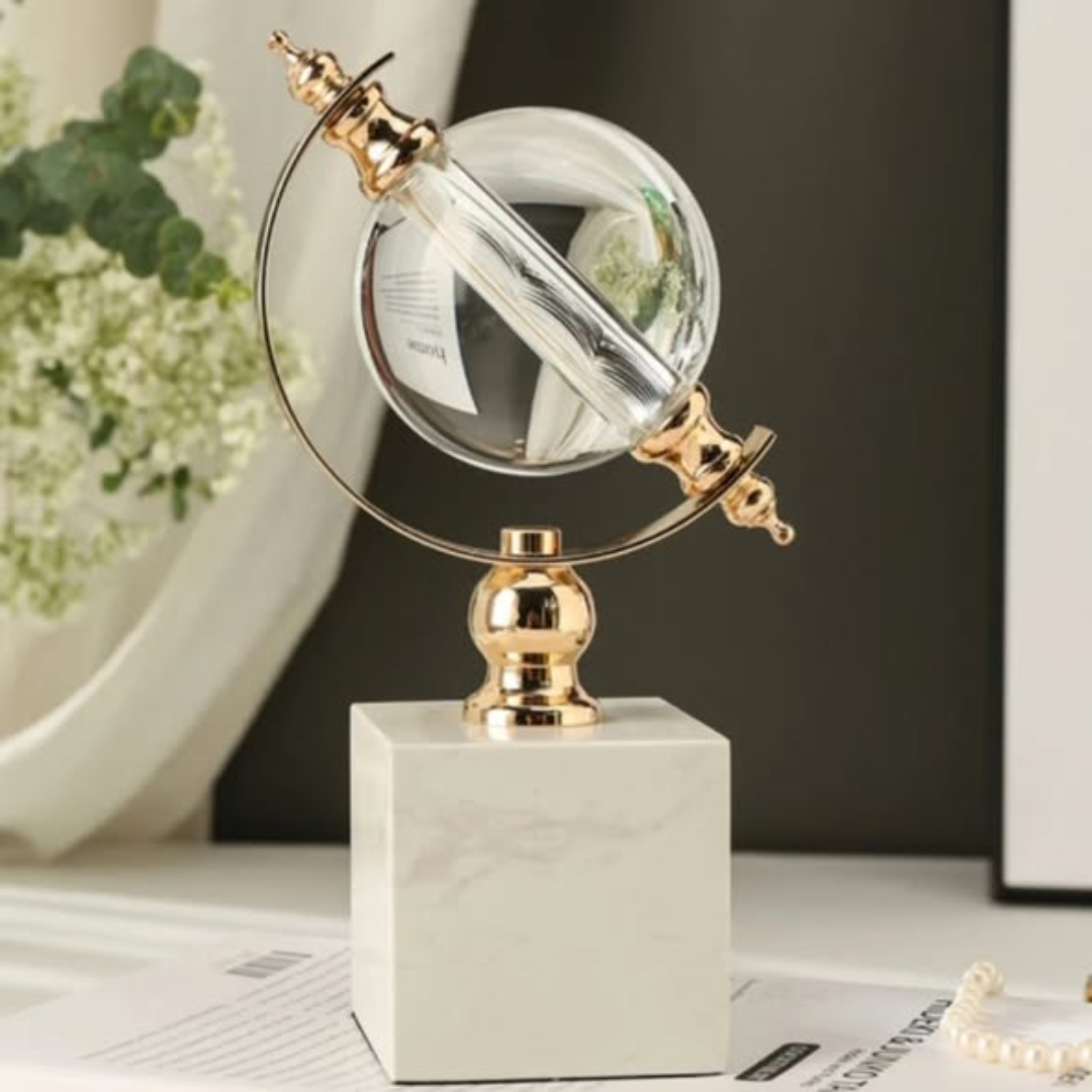 Marble base with a clear crystal ball